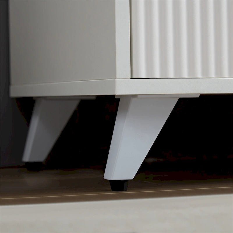 Wit Canneleerd Dressoir met Messing Poten