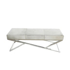 Leren Geometrische Thuisbank met Schuine Zilveren Metalen Basis - Lichtgrijs