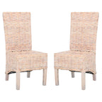 Set of 2 Natural Wicker Dining Chairs 19W x 22D x 41H, Boho Coastal Style