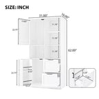 62 Tall Bathroom Storage Cabinet, Freestanding Floor Storage Cabinet With Drawer & Adjustable Shelf, Pantry Storage Cabinet For Bathroom Living Room