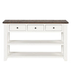 Modern Solid Pine Wood Top Console Table with 3 Drawers and 2 Shelves