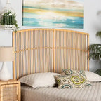 Malvina Modern Bohemian Natural Rattan Wall-mountable Headboard-Queen