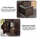 60 Farmhouse Executive Desk for Home Office - Wooden Writing Desk with Drawers, Cabinet Storage, Rustic Home Office Desk for Work Study