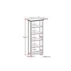 70 Five-Shelf Solid Wood Bookcase - Lacquered Pine, 4 Adjustable Shelves