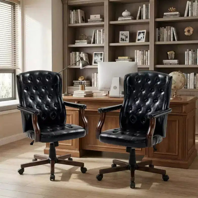 Executive Office Chair with Wingback Design and Swivel for Home Office