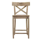 Picket House Furnishings 1pc Keaton Counter Height Barstool Beach: Mid-Century Modern, Acacia Frame, X-Back Design