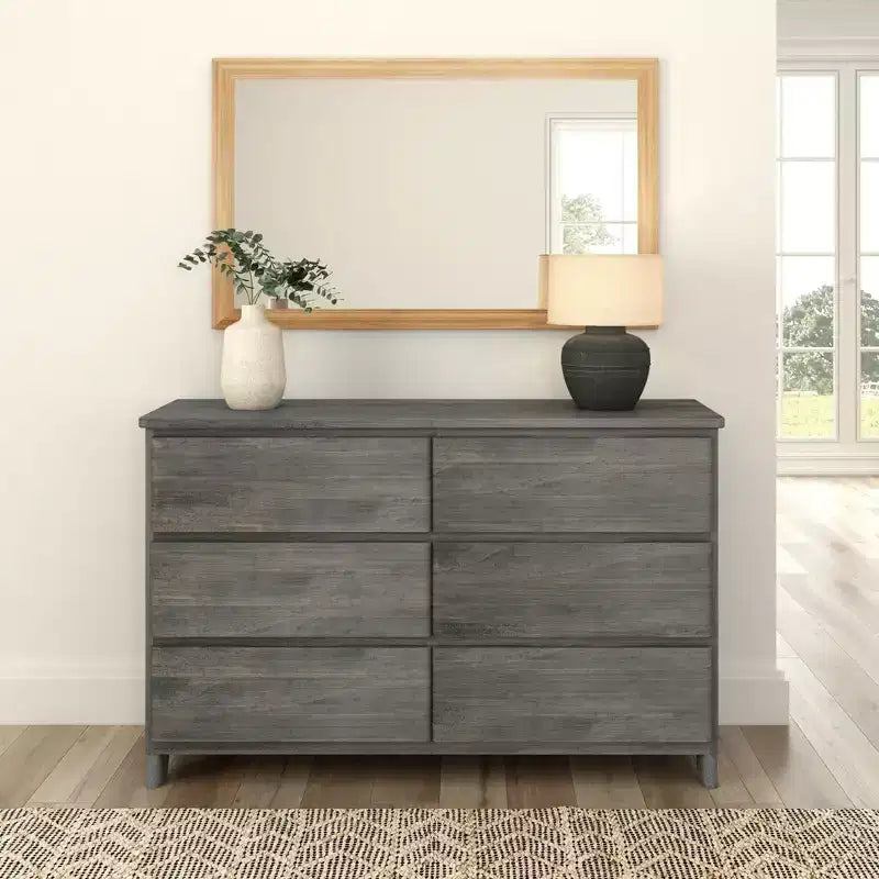Solid Wood Farmhouse 6 Drawer Dresser