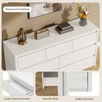 Wide Modern 7-Drawer Dresser for Bedroom, Large Wooden Chest of Drawers with Storage Organizer for Living Room, Hallway & Entryway