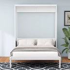 Whisen Full Size Murphy Bed Frame & 61.5 Cabinet Bed Folding Wall Bed with Desk Combo