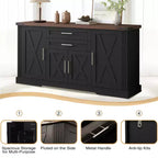 Zeus & Ruta 63 Farmhouse Storage Cabinet with Barn Door, 2 Drawers, Adjustable Shelves, Coffee Bar Buffet for Kitchen, Entryway, Dining Room