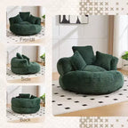 Bean Bag Sofa for Adults Kids, Oversized Corduroy Bean Bag Chair with 3 Pillows & Armrest for Living Room Bedroom - ModernLuxe