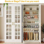 Lantine Tall Shoe Cabinet with Doors, 8-Tier Shoe Storage with Adjustable Shelves, Modern Shoe Rack Cabinet for Hallway, Closet, Living Room, White