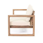 Acacia Wood Patio Furniture Set, Outdoor Conversation Set with Coffee Table and Soft Cushions for Backyard, Porch, and Balcony, Beige - Merax