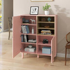 Multifunctional Storage cabinet with door, modern sideboard cabinet, wooden storage cabinet, leather handle drawer cabinet