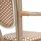 Flash Furniture 4 Pack Lourdes Indoor/Outdoor Commercial Thonet Bistro Stacking Chair with Arms, PE Rattan and Aluminum Frame