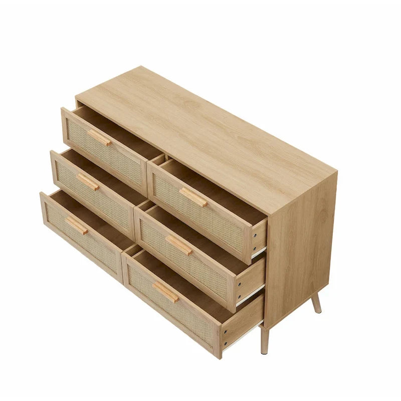 Bedroom Dresser with Rattan Fronts