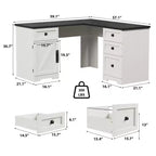 60 Farmhouse L-Shaped Executive Desk  Corner Home Office Desk with File Drawer, Storage Cabinet & Adjustable Shelf