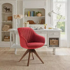 Art Leon Comfortable Fabric Swivel Accent Chair with Solid Oak Wood Legs