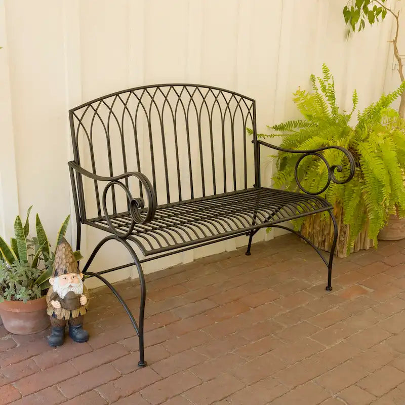 Alpine Corporation 44L Indoor/Outdoor 2-Person Classic Metal Garden Bench