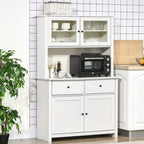 63.5 Kitchen Buffet w/ Hutch, 4 Shelves, Drawers, Framed Glass Doors