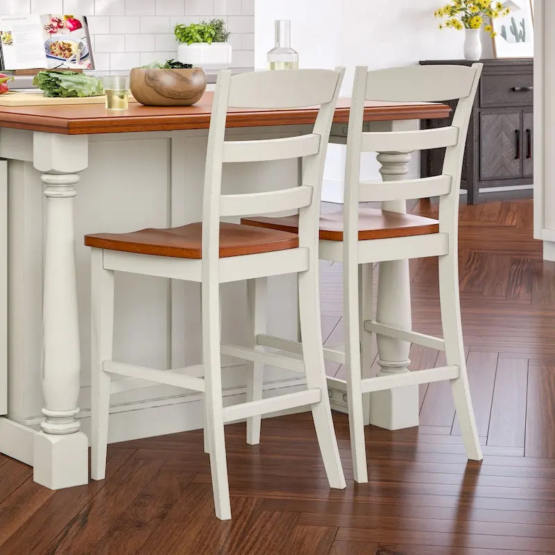 Homestyles Monarch 3-Piece Off-White Wood Kitchen Island Set with Drop Leaf Wood Top - 48 x 25 x 36
