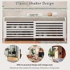 43.30 Solid Wood Storage Bench with Contemporary Distressed Blinds