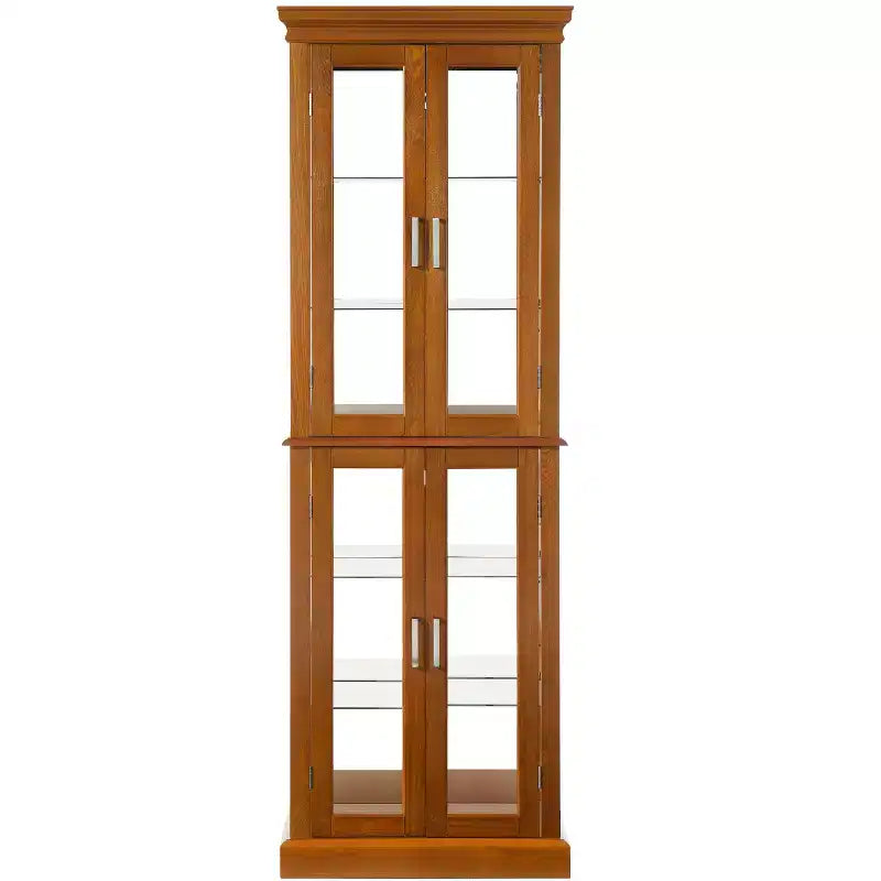 Display Cabinet, Curio Cabinet with 6 Adjustable Shelves and Tempered Glass Doors, Tall Cabinet for Living Room, Bedroom
