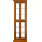 Display Cabinet, Curio Cabinet with 6 Adjustable Shelves and Tempered Glass Doors, Tall Cabinet for Living Room, Bedroom