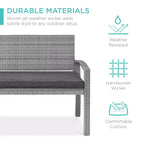 Best Choice Products 2-Person Outdoor Wicker Bench Garden Patio Porch Furniture w/ 700lb Capacity, Cushion