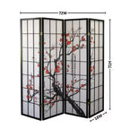 Roundhill Furniture Japanese 4-Panel Screen Room Divider, Plum Blossom