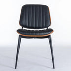 2PCS Faux Leather Chair with Metal Legs