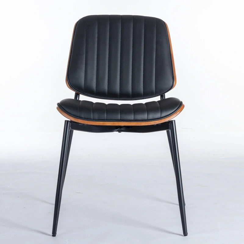 2PCS Faux Leather Chair with Metal Legs