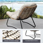 Papasan PE Rattan Chair with Cushion For Indoor Outdoor