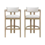 Christopher Knight Home Peyton Rubberwood Upholstered Bar Stool with Curved Open Back (Set of 2)