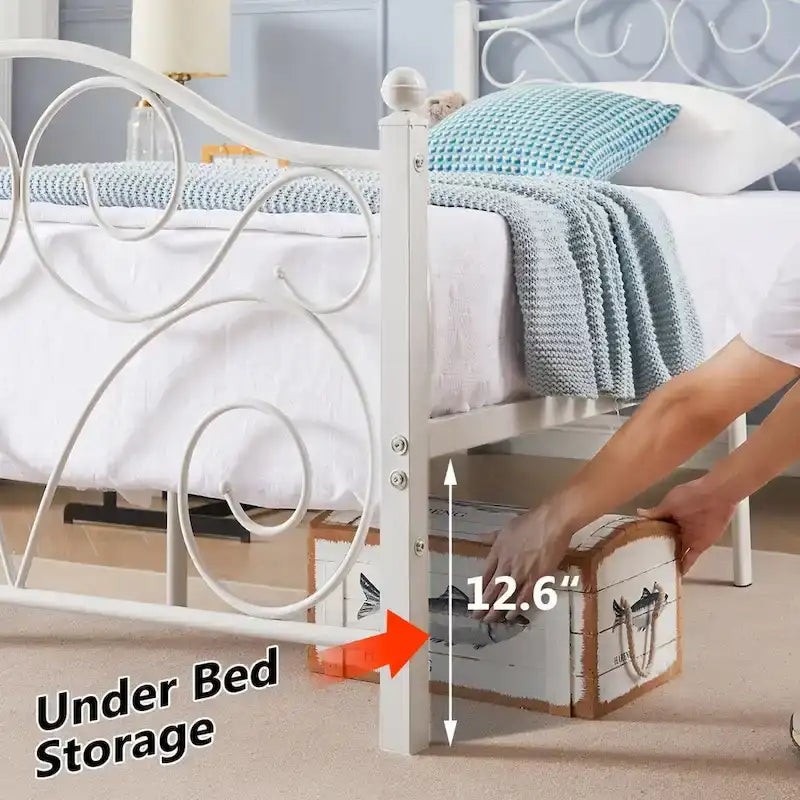 Javlergo Victoria Metal Platform Bed Frame with Headboard and Footboard