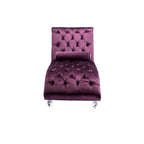 Purple Upholstered Tufted Chaise Lounge Chair with Pillow and Acrylic Legs