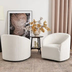 KINWELL 32 W Boucle Upholstered Swivel Barrel Armchair (Set of 2)
