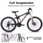Okak 26IN Mountain Bike with Disc Brakes, 21-Speed Adult Bike with Durable Frame and Rear Dual Absorption, Bicycle for City Road Cycling