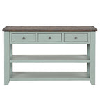 Modern Solid Pine Wood Top Console Table with 3 Drawers and 2 Shelves