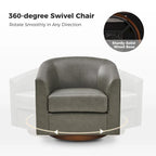 Haley Modern Swivel Barrel Faux Leather Chair with Solid Wood Base Set of 2 by HULALA HOME
