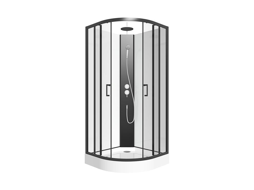 Cabine Douche Quart - Blanc/Noir