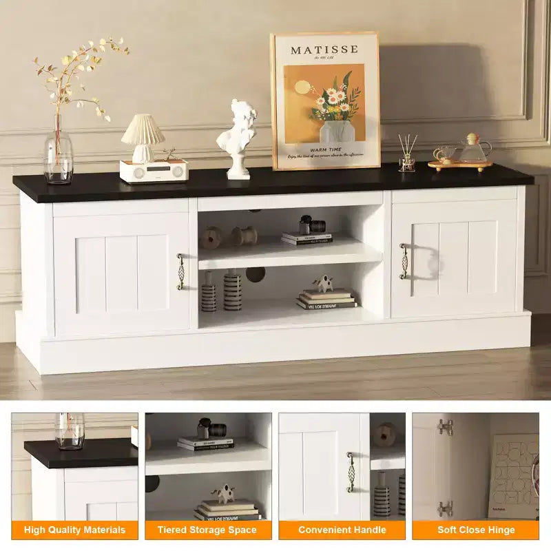 Modern TV Stand for 65-Inch TVs, Rustic Wood Entertainment Center with Spacious Storage Cabinets, Media Console Table for Living Room & Office