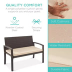 Best Choice Products 2-Person Outdoor Wicker Bench Garden Patio Porch Furniture w/ 700lb Capacity, Cushion