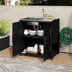Outdoor Movable Kitchen Sink Patio Modular Kitchen Sink Station with Cabinet