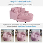 Chenille Chaise Lounge Sofa Bed, Upholstered Sofa Couch with Tufted Backrest and 2 Detachable Pillows for Living Room