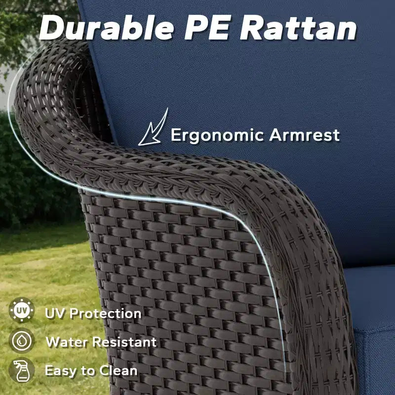 UPTIOT 2-person Outdoor Rattan Armchairs With Cushions