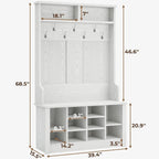 Hall Tree Storage Bench 3-in-1 Entryway Bench Coat Rack