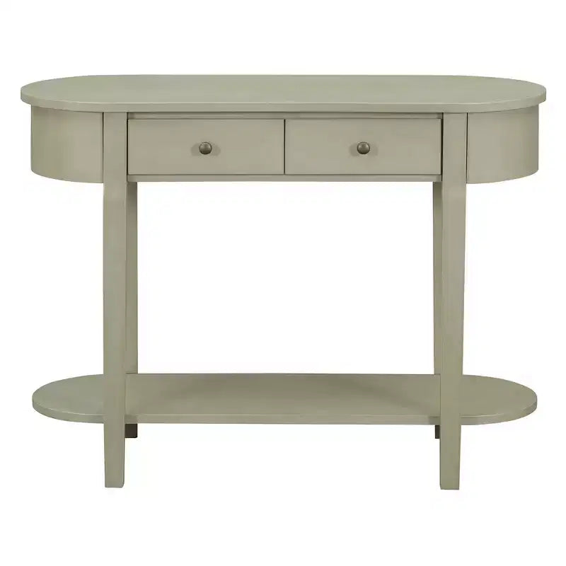 Okak Elegant Console Table with Smooth Glaze, Entry Table with Curved Design and 2 Drawers, Accent Table for Living Room, Hallway