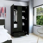 FM Furniture Eureka 3 Door Armoire with 2 Drawers, Inner Shelves, and Rod