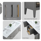 Vanity Art 72 Double Sink Bathroom Vanity Cabinet with Engineered Marble Top
